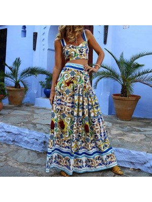 Sexy suspender print dress HF0703-03-04