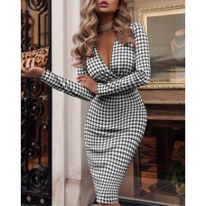Classic timeless black and white plaid dress HF1920-02-04 Classic timeless black and white plaid dress HF1920-02-04